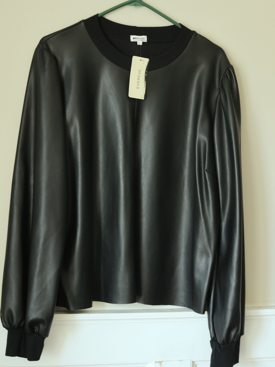 Evereve Tops - Evereve Black Faux Leather Top Large NWT